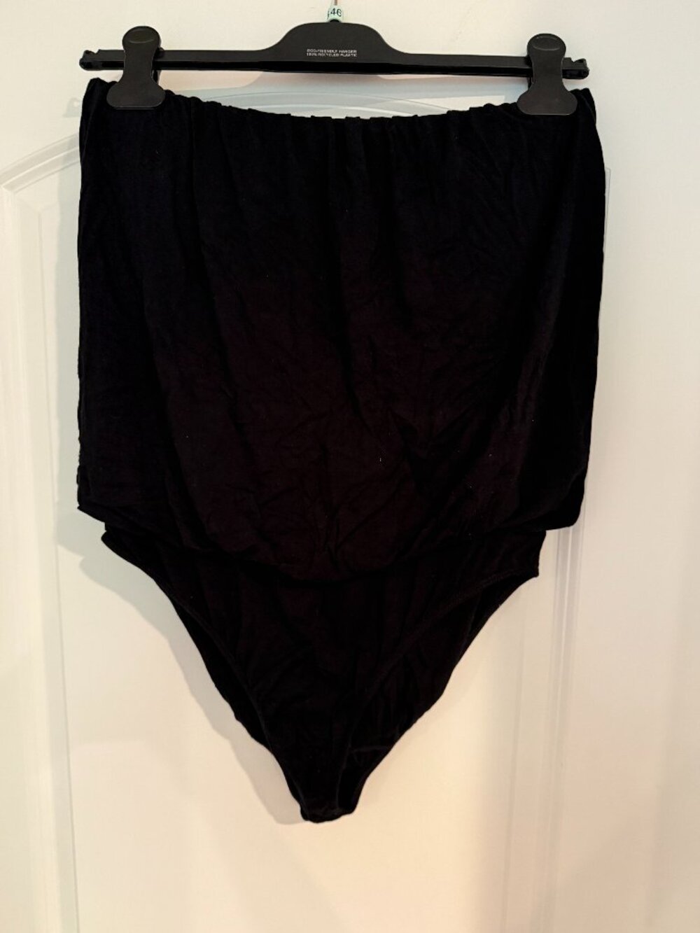 Out From Under Black Strapless Blouson Bodysuit | Size L